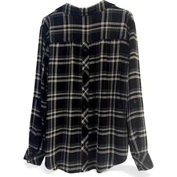 Cosmic Blue Love Maci Relaxed Plaid Top Women's Size L - Picture 6 of 10